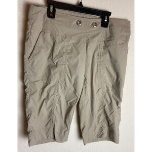 Prana Womens Outdoor Cropped Pant Tan Size S Solid Mid Rise Pull On Flat Front